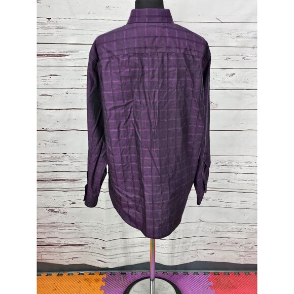 Kenneth Cole New York Slim Fit‎ Vintage Purple Plaid Long-Sleeve Button-Up Shirt - Picture 8 of 11